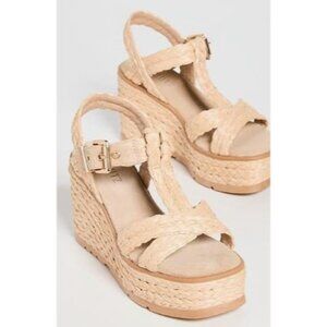 Schutz Panna Braided T-strap Wedge Platform Sandals Size 8 Worn Once EUC $158‎